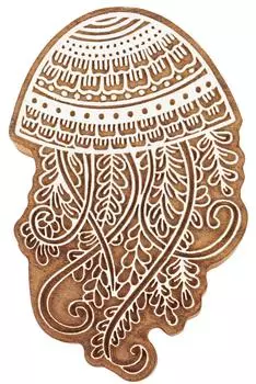 IBA Indianbeautifulart Блок для текстильной печати Желейная рыба Ручная резная деревянная печать Печать на деревянных блоках Текстильная печать для ткани Керамические блоки-5 5 Inches коричневый