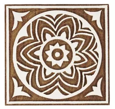IBA Indianbeautifulart Блок для текстильной печати Мандала Ручная резная деревянная печать Печать на деревянных блоках Текстильные штампы для ткани Керамические блоки, 3 3 Inches коричневый