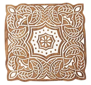 IBA Indianbeautifulart Блок для текстильной печати Азиатская мандала Ручная резная деревянная печать Печать на деревянных блоках Текстильная печать для ткани Керамические блоки-4 4 Inches коричневый