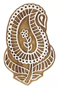 IBA Indianbeautifulart Блок для текстильной печати Пейсли с цветочным узором ручной работы Деревянный штамп Печать на деревянных блоках Текстильные штампы для ткани Керамические блоки, 3 3 Inches коричневый