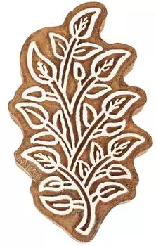 IBA Indianbeautifulart Блок для текстильной печати Листовой мотив Ручная резная деревянная печать Печать на деревянных блоках Текстильные штампы для ткани Гончарные блоки-3 3 inches коричневый