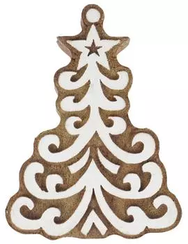 IBA Indianbeautifulart Блок для текстильной печати Рождественская елка Ручная резная деревянная печать Печать на деревянных блоках Текстильные штампы для ткани Керамика 2.5 inches коричневый