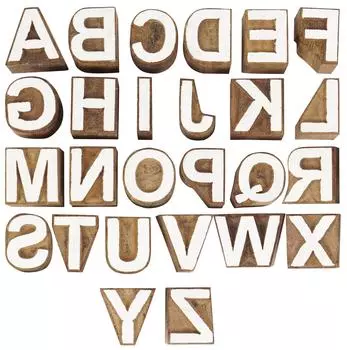 IBA Indianbeautifulart Блок для текстильной печати Прописные буквы A-Z Алфавит ручной работы Деревянные буквы Деревянный штамп 1 Inches коричневый