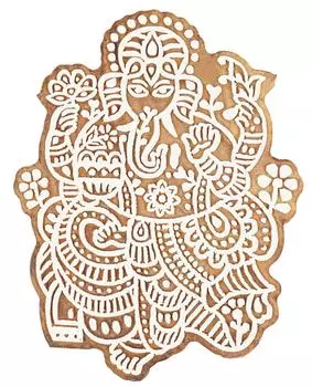 IBA Indianbeautifulart Блок для текстильной печати Lord Ganesha Ручная резная деревянная печать Печать на деревянных блоках Текстильная печать для ткани Керамические блоки-5 5 Inches коричневый