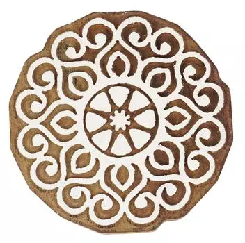 IBA Indianbeautifulart Блок для текстильной печати Мандала Ручная резная деревянная печать Печать на деревянных блоках Текстильные штампы для ткани Керамические блоки-3 3 inches коричневый