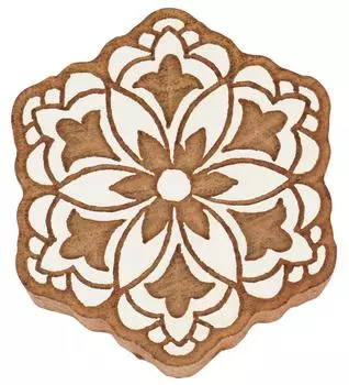 IBA Indianbeautifulart Блок для текстильной печати Мандала Ручная резная деревянная печать Печать на деревянных блоках Текстильная печать для ткани Керамические блоки-2,5 2.5 Inches коричневый