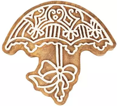 IBA Indianbeautifulart Блок для текстильной печати Зонт с ручной резьбой Деревянный штамп Печать на деревянных блоках Текстильный штамп для ткани Керамические блоки-2,5 2.5 Inches коричневый