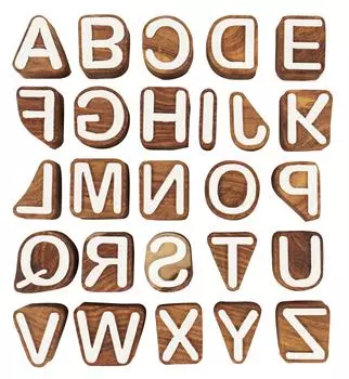 IBA Indianbeautifulart Блок для текстильной печати Прописные буквы A-Z Алфавит ручной работы Деревянные буквы Деревянный штамп 1 Inches коричневый