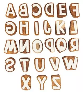 IBA Indianbeautifulart Блок для текстильной печати Прописные буквы A-Z Алфавит ручной работы Деревянные буквы Деревянный штамп 1 Inches коричневый
