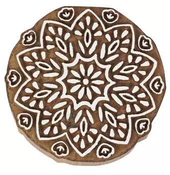 IBA Indianbeautifulart Блок для текстильной печати Азиатская мандала Ручная резная деревянная печать Печать на деревянных блоках Текстильные штампы для ткани Керамические блоки-3 3 inches коричневый