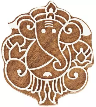 IBA Indianbeautifulart Блок для текстильной печати Lord Ganesha Ручная резная деревянная печать Печать на деревянных блоках Текстильная печать для ткани Керамические блоки-2,5 2.5 Inches коричневый