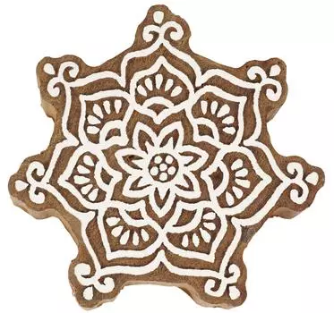 IBA Indianbeautifulart Блок для текстильной печати Азиатская мандала Ручная резная деревянная печать Печать на деревянных блоках Текстильные штампы для ткани Керамические блоки, 3 3 Inches коричневый