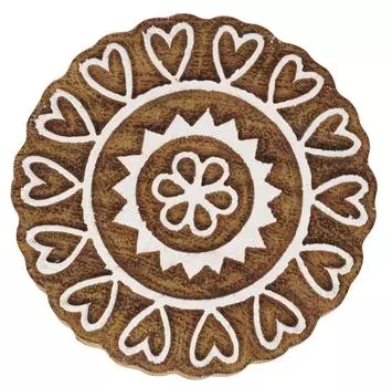 IBA Indianbeautifulart Блок для текстильной печати Сердце Мандала Ручная резная деревянная печать Печать на деревянных блоках Текстильные штампы для ткани Керамические блоки, 3 3 Inches коричневый