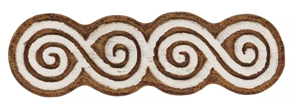 IBA Indianbeautifulart Блок для текстильной печати Спиральная кайма Ручная резная деревянная печать Печать на деревянных блоках Текстильные штампы для ткани Керамика 2.5 inches коричневый