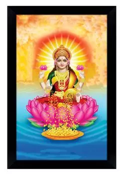 IBA Indianbeautifulart Богиня Лакшми Фоторамка Религиозный Плакат Черная Настенная Рамка Божество Фоторамка Декор Стены Для Домашнего Офиса Храм-10x12 6 x 8 inches чёрный