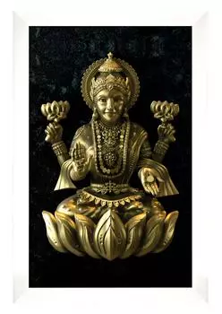 IBA Indianbeautifulart богиня Лакшми плакат медный вид фоторамка религиозный плакат белая настенная рамка божество фоторамка Настенный декор 6 x 8 inches белый