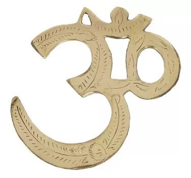 IBA Indianbeautifulart Brass Om Ganesha Настенная подвесная скульптура Религиозный декор стен 4.5 x 4 Inches золотой металлик