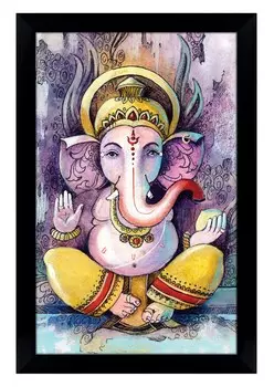 IBA Indianbeautifulart цифровая печать Lord Ganesh фоторамка религиозный плакат с рамкой черная настенная рамка 6 x 8 inches чёрный