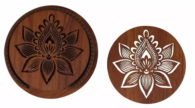 IBA Indianbeautifulart Деревянный набор из 6 подставок для напитков с лазерной резкой и держателем, поглощающий деревянную планку и подставки для дома - 10cm коричневый