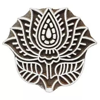 IBA Indianbeautifulart Деревянный печатный блок Цветочный художественный тканевый блочный принтер 2.5 x 2.7 x 1.2” Inches коричневый
