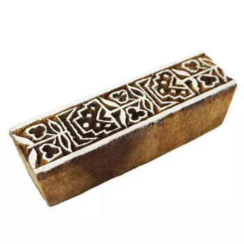 IBA Indianbeautifulart Деревянный текстильный блок с цветочным принтом Декоративный тканевый принт на апелляционной марке 1.1 x 1.1 x 4 Inches коричневый