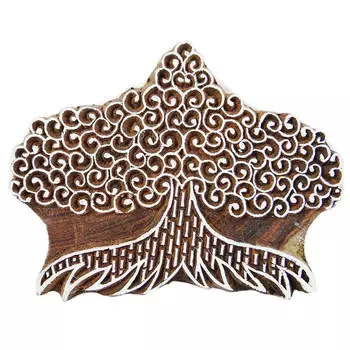 IBA Indianbeautifulart Designer Wooden Craft Block Tree Pattern Традиционная индийская печать 4.1 x 3.1 x 1 Inches коричневый