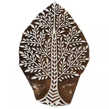 IBA Indianbeautifulart Древо жизни Печатный блок Коллекционная текстильная марка Декоративная деревянная 5.5 x 3.8 x 1.1 Inches коричневый