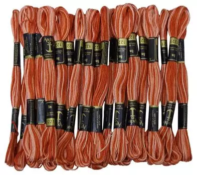 IBA Indianbeautifulart двухцветный многожильный хлопок, вышивка крестиком, ручная вышивка, нить мулине, 25 мотков, коричневый и Pack Of 25 Skeins (8 Meter Each) лавандовый