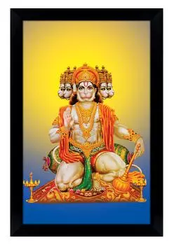 IBA Indianbeautifulart фоторамка индуистского бога Панч Мукхи лорд Хануман с разными головами, держащая различное оружие индуистского бога фоторамка для подарка 6 x 8 inches чёрный