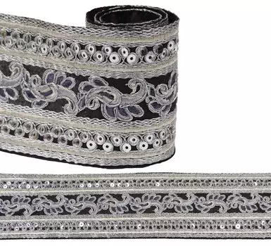 IBA Indianbeautifulart Golden Zari & Sequins с розовой и зеленой нитью Dupion Trimming для шитья DIY Craft на 3 ярдах каймы кружевной тесьмой, 1 дюйм