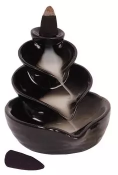 IBA Indianbeautifulart горелка для благовоний с обратным потоком, керамический держатель для благовоний, декор для дома и офиса, ароматерапия, орнамент, конус, благовония 3.2x3.3Inches чёрный