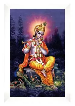 IBA Indianbeautifulart Господь Кришна фоторамка религиозный плакат белая настенная рамка божество фоторамка Настенный декор для домашнего офиса храм-10x12 6 x 8 inches белый