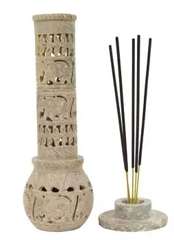 IBA Indianbeautifulart Каменная горелка для благовоний ручной работы | Подсвечник | Горелка для чая, идеальная резьба по слону для подарков 9x 1.7