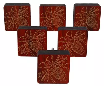 IBA Indianbeautifulart красная комнатная муха с гравировкой 10 шт. мебель деревянные ручки-гребешки деревенский ящик 2 x 2 Inches - Square красный