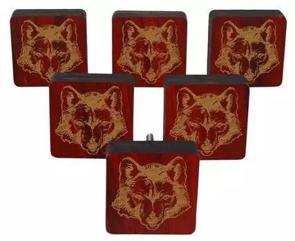 IBA Indianbeautifulart Красный Волк Животное Гравировка 10 Шт. Мебель Деревянные Ручки Гребешок Деревенский Ящик 2 x 2 Inches - Square красный