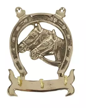 IBA Indianbeautifulart латунная подкова с двумя головами лошади на удачу, процветание, дом в античном стиле, фермерский дом 5 x 4 Inches золотой металлик