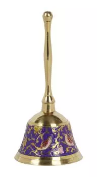 IBA Indianbeautifulart латунный ручной колокольчик школьный звонок звонок сервисный звонок w Meenakari Work Puja ручной колокольчик 5.5 x * Width:2.5 Inches фиолетовый