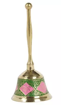 IBA Indianbeautifulart латунный ручной колокольчик школьный звонок звонок сервисный звонок w Meenakari Work Puja ручной колокольчик 5.5 To 6 x 2 To 2.5 Inches зелёный