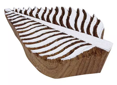 IBA Indianbeautifulart Leave Design Деревянный текстиль Тканевый блок Штамп Дизайн Печать Одежда Искусство 3.5 x 2.2 x 1 Inches коричневый