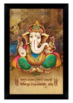 IBA Indianbeautifulart Lord Ganesha фоторамка религиозный плакат черная настенная рамка слон бог фоторамка Настенный декор 6 x 8 inches чёрный