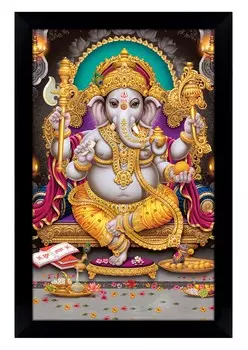 IBA Indianbeautifulart Lord Ganesha фоторамка религиозный плакат черная настенная рамка слон бог фоторамка Настенный декор 6 x 8 inches чёрный