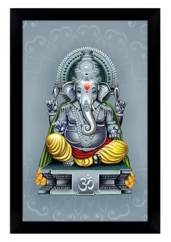 IBA Indianbeautifulart Lord Ganesha фоторамка религиозный плакат черная настенная рамка слон бог фоторамка Настенный декор 6 x 8 inches чёрный