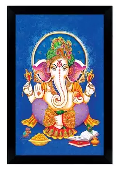 IBA Indianbeautifulart Lord Ganesha фоторамка религиозный плакат черная настенная рамка слон бог фоторамка Настенный декор 6 x 8 inches чёрный