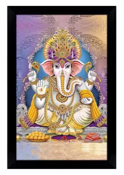 IBA Indianbeautifulart Lord Ganesha фоторамка религиозный плакат черная настенная рамка слон бог фоторамка Настенный декор 6 x 8 inches чёрный