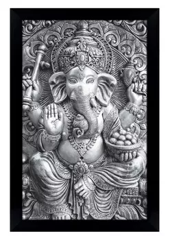IBA Indianbeautifulart Lord Ganesha фоторамка религиозный плакат черная настенная рамка слон бог фоторамка Настенный декор 6 x 8 inches чёрный