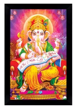 IBA Indianbeautifulart Lord Ganesha фоторамка религиозный плакат черная настенная рамка слон бог фоторамка Настенный декор 6 x 8 inches чёрный