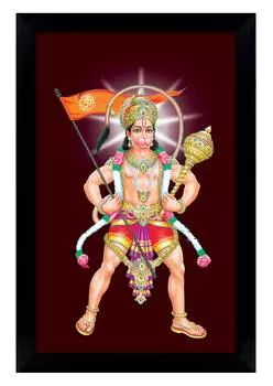 IBA Indianbeautifulart лорд Хануман с его оружием фоторамка религиозный плакат черная настенная рамка 6 x 8 inches чёрный