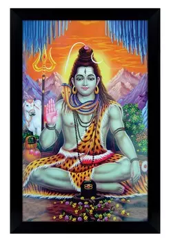 IBA Indianbeautifulart Lord Shiva фоторамка религиозный плакат черная настенная рамка божество фоторамка Настенный декор для домашнего офиса храм-10 x 12 6 x 8 inches чёрный