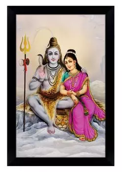 IBA Indianbeautifulart Lord Shiva & Parvati фоторамка религиозный плакат черная настенная рамка 6 x 8 inches чёрный