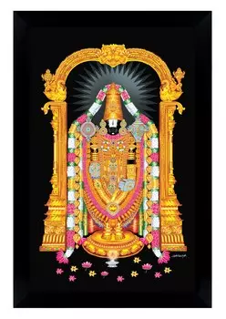 IBA Indianbeautifulart Lord Ventkteshwara плакат с рамкой благоприятный индуистский бог фоторамка для подарка 6 x 8 inches чёрный